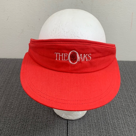 Vintage The Oaks Visor Unisex OSFA Red White Wide Brim Strapback Duckster USA - Picture 1 of 13